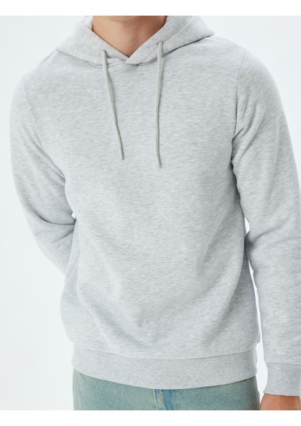 Kapşonlu Sweatshirt Basic Şardonlu Pamuk Karışımlı indirimleri