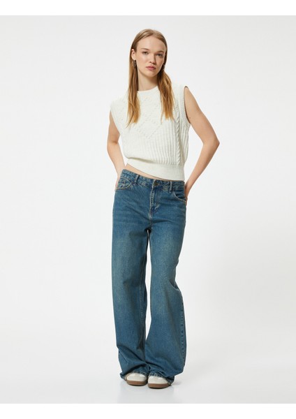 Örgü Dokulu Süveter Bisiklet Yaka Kolsuz fiyatları