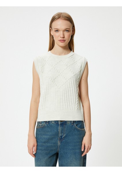 Örgü Dokulu Süveter Bisiklet Yaka Kolsuz modelleri