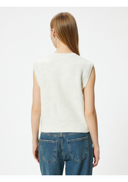 Örgü Dokulu Süveter Bisiklet Yaka Kolsuz fırsatları