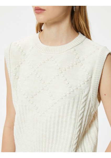 Örgü Dokulu Süveter Bisiklet Yaka Kolsuz indirimleri