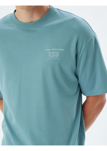 Oversize Tişört Slogan Baskılı Bisiklet Yaka Kısa Kollu Pamuklu indirimleri