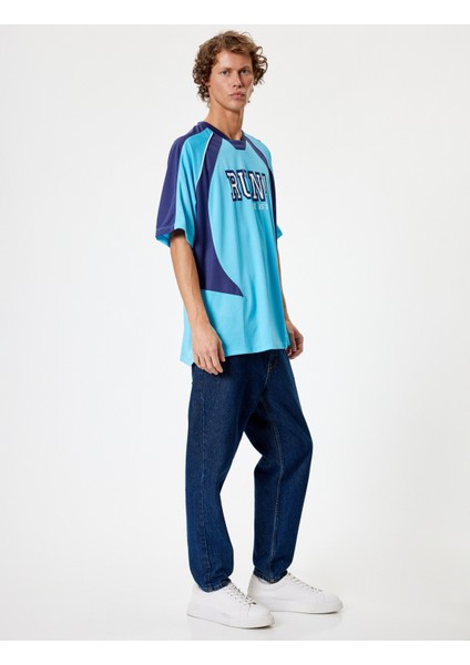 Oversize Kolej Tişört Slogan Baskılı Kısa Kollu fiyatları