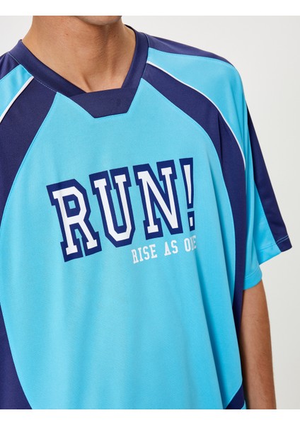 Oversize Kolej Tişört Slogan Baskılı Kısa Kollu indirimleri