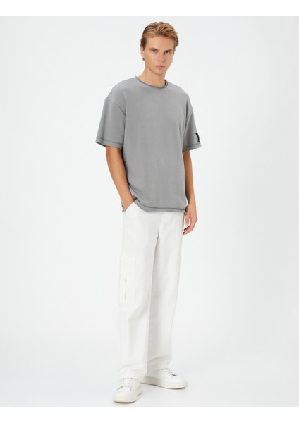 Basic Tişört Bisiklet Yaka Kısa Kollu Etiket Baskılı fiyatları