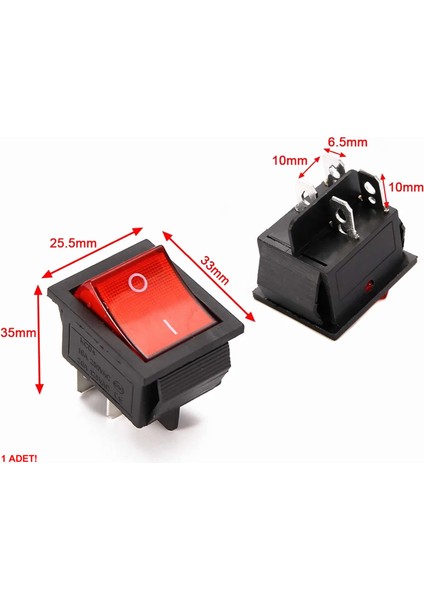16A 250V On/off Anahtar Latch 4 Pin Buton Yüksek Akım Kcd4 LED Işıklı Switch Panel Tip Montaj Kutu