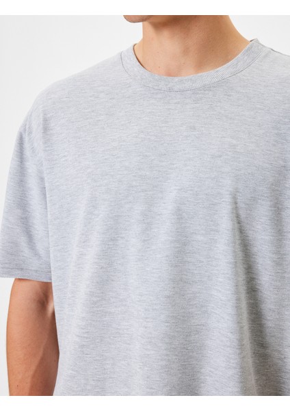 Oversize Tişört Kısa Kollu Bisiklet Yaka Pamuklu