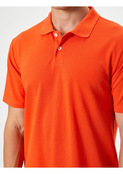 Slim Fit Tişört Polo Yaka Kısa Kollu Pamuklu