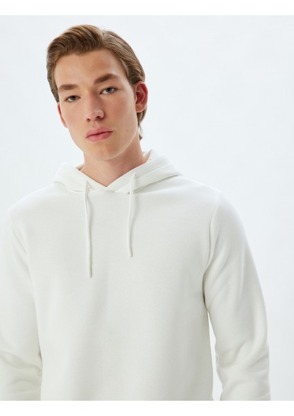 Kapşonlu Sweatshirt Basic Şardonlu Pamuk Karışımlı