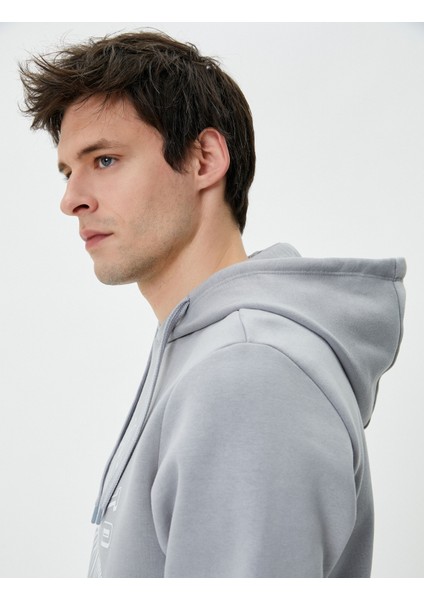 Slogan Baskılı Hoodie Kanguru Cep Detaylı Kapşonlu