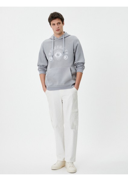 Slogan Baskılı Hoodie Kanguru Cep Detaylı Kapşonlu fiyatları