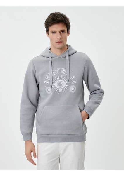 Slogan Baskılı Hoodie Kanguru Cep Detaylı Kapşonlu modelleri