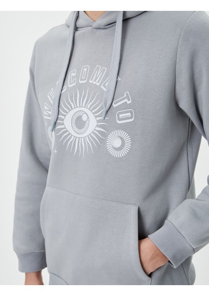 Slogan Baskılı Hoodie Kanguru Cep Detaylı Kapşonlu indirimleri