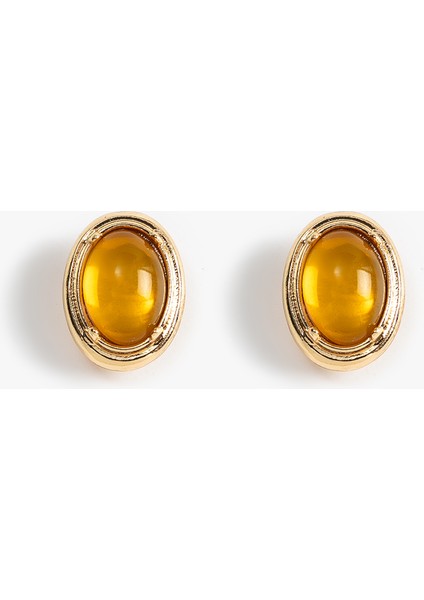 Vintage Küpe Oval Taşlı