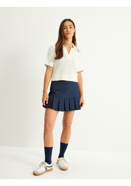 Polo Yaka Triko Kazak Kısa Kollu Dokulu fiyatları