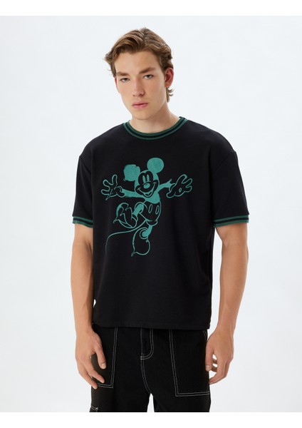Mickey Mouse Tişört Lisanslı Oversize Bisiklet Yaka Kısa Kollu Pamuk Karışımlı