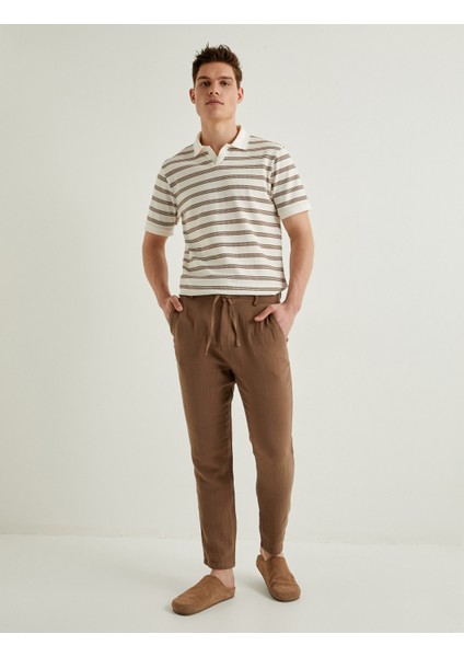 V Yaka Polo Tişört Dokulu Kısa Kollu Pamuklu fiyatları