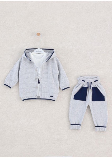 Erkek Bebek Için 3'lü Eşofman Takımı - Hırka, Pantolon ve T-Shirt