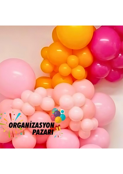 Balon Seti Şeftali-Fuşya-Makaron Pembe 100 Lü Balon Zinciri Seti fırsatları