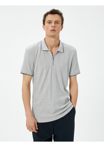 Polo Yaka Tişört Slim Fit Fermuarlı Kısa Kollu fiyatları