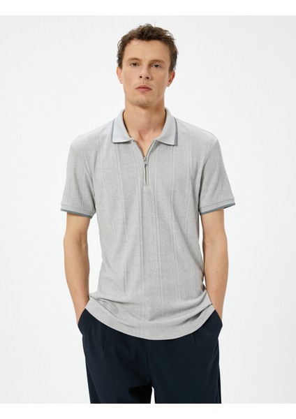 Polo Yaka Tişört Slim Fit Fermuarlı Kısa Kollu modelleri