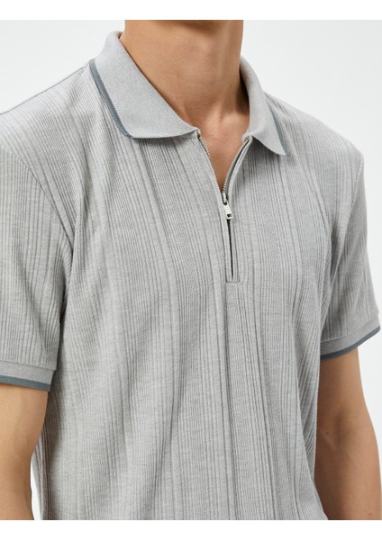 Polo Yaka Tişört Slim Fit Fermuarlı Kısa Kollu indirimleri
