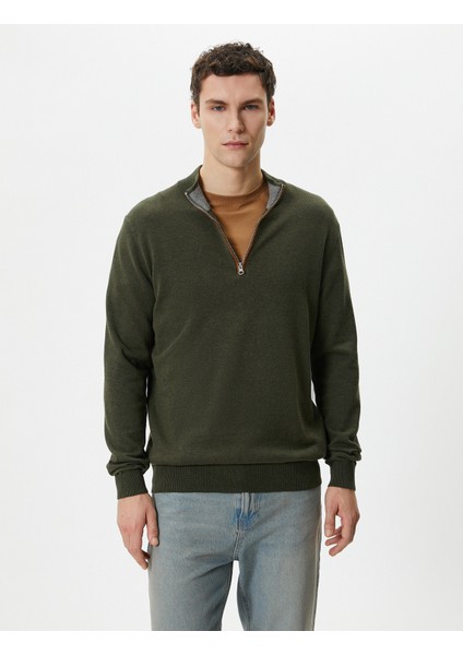 Yarım Fermuarlı Kazak Slim Fit Uzun Kollu Dirsek Detaylı modelleri