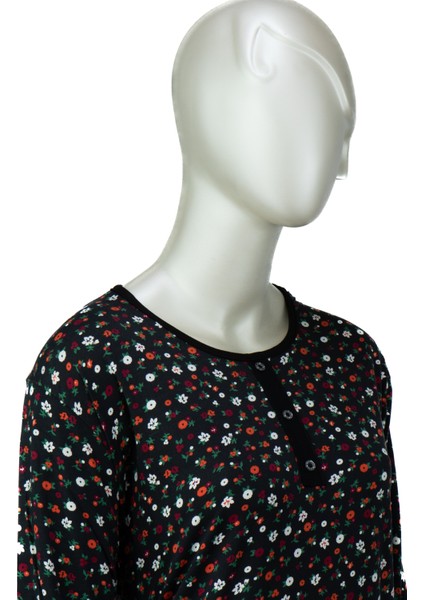 Kadın Anne Bluz Turlu Viskon Penye Kumaş Çiçek Demeti Desenli Likralı Rahat Kesim Tam Kalıp fırsatları