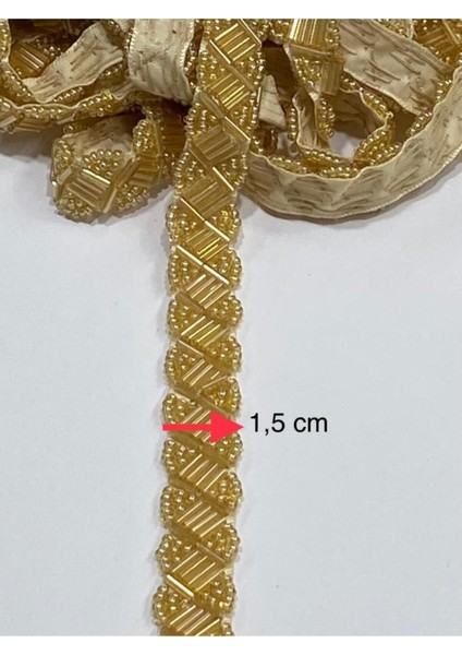 Boncuklu Şerit / Boncuk Işli Şerit / 1 Metre / Gold fiyatları