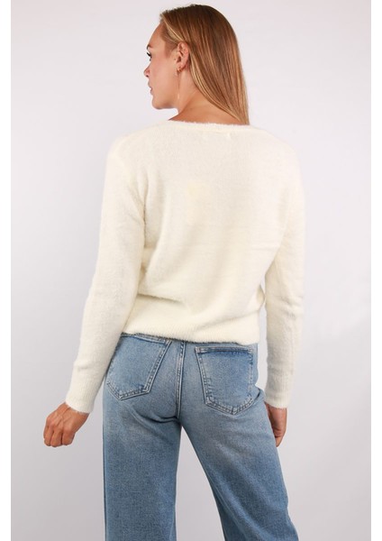 Kadın Onlella V Yaka Uzun Kollu Örme Kazak 15259562 Ekru fırsatları