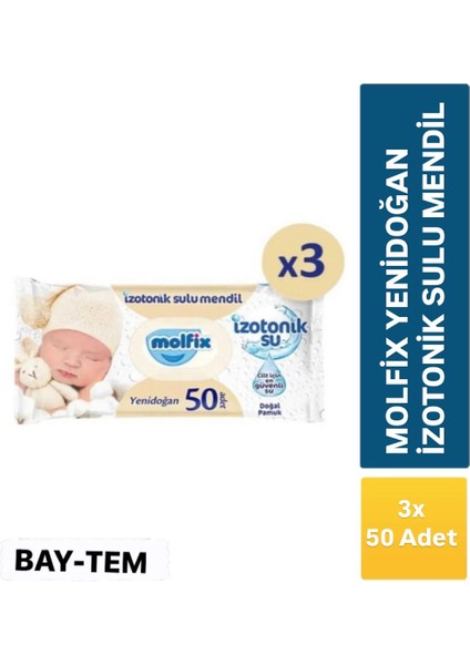 Yenidoğan Izotonik Sulu Islak Mendil 3X50=150 Adet