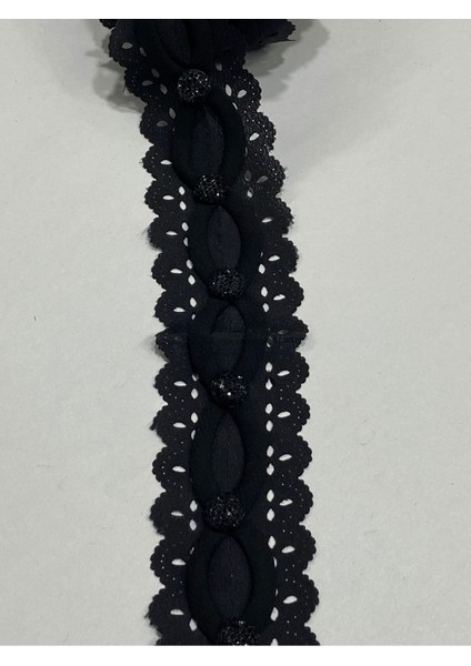 Lazer Kesim Plastik Taşlı Dekoratif Şerit/ 4 Mt / Siyah fiyatları