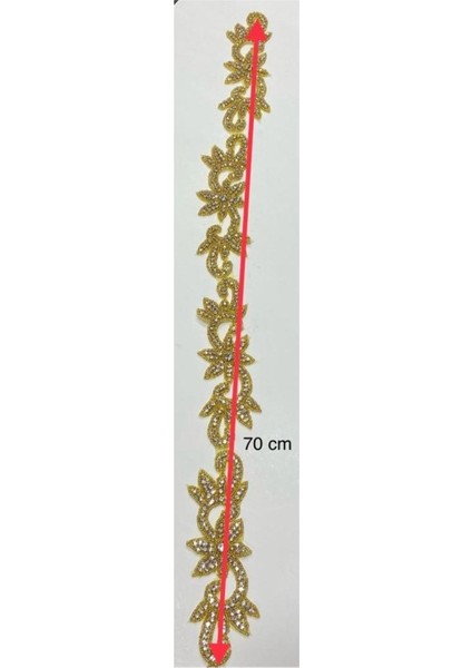 Taşlı Şerit / Gold Taşlı Şerit / 70 Cm ( 4 Motif) fiyatları