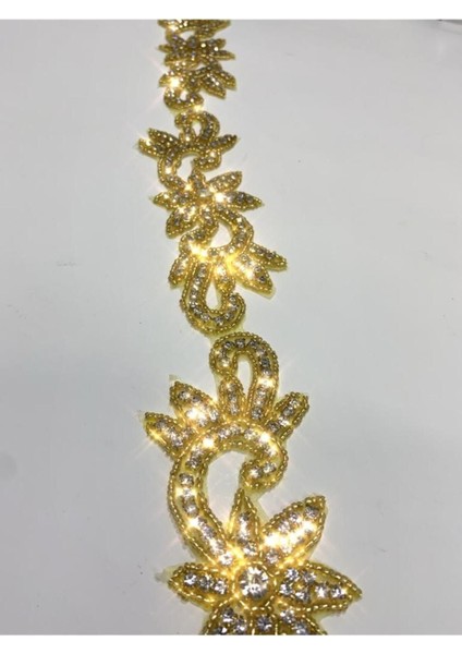Taşlı Şerit / Gold Taşlı Şerit / 70 Cm ( 4 Motif) indirimleri