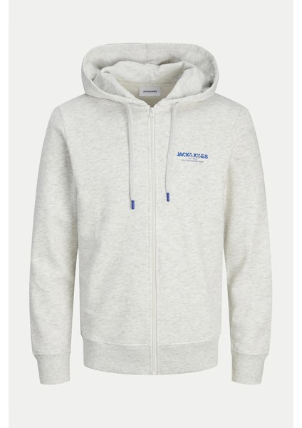 Erkek Jjalvıs Fermuar Kapamalı Kapüşonlu Sweatshirt 12256847 Gri