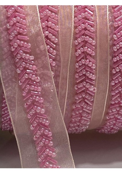 Boncuklu Şerit / Boncuk Işli Şerit / 1 Metre / Şeker Pembe fiyatları