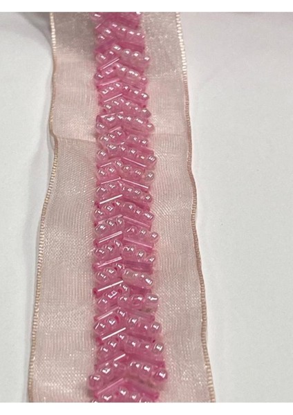 Boncuklu Şerit / Boncuk Işli Şerit / 1 Metre / Şeker Pembe indirimleri