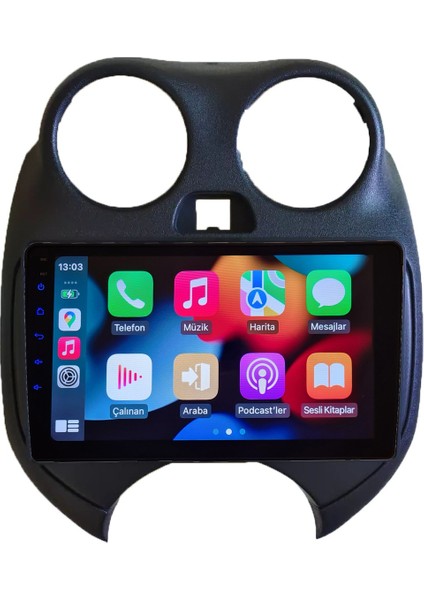 Nissan Micra 2011-2013 Yıl Android Sürüm 13 Kablosuz Carplay Navigasyon Multimedya 9 Inç Ekran 2Gb Ram 32Gb Rom Hafıza