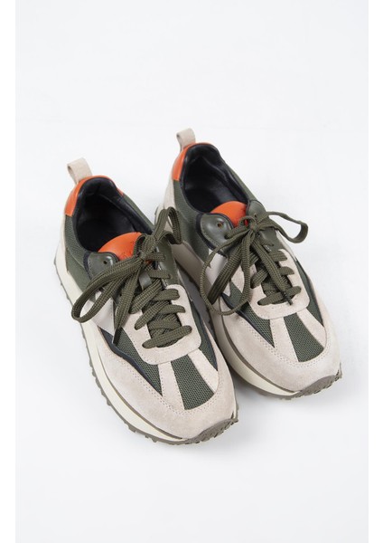 Moreno Erkek Deri Bağcıklı Bej-Haki Sneakers modelleri