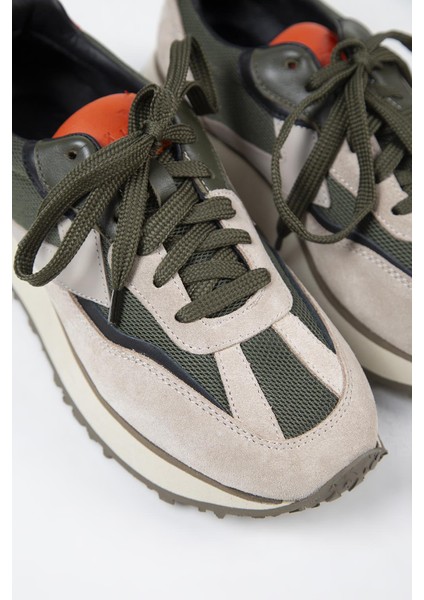 Moreno Erkek Deri Bağcıklı Bej-Haki Sneakers fırsatları