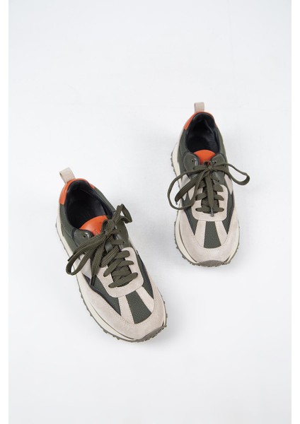 Moreno Erkek Deri Bağcıklı Bej-Haki Sneakers indirimleri