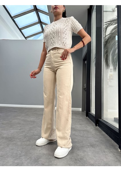 Krem Wide-Leg Jean