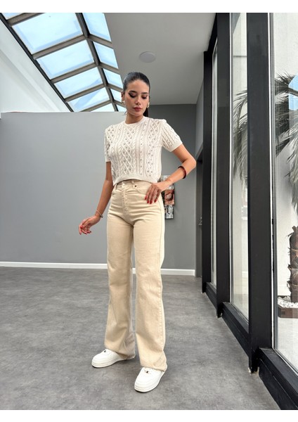 Krem Wide-Leg Jean