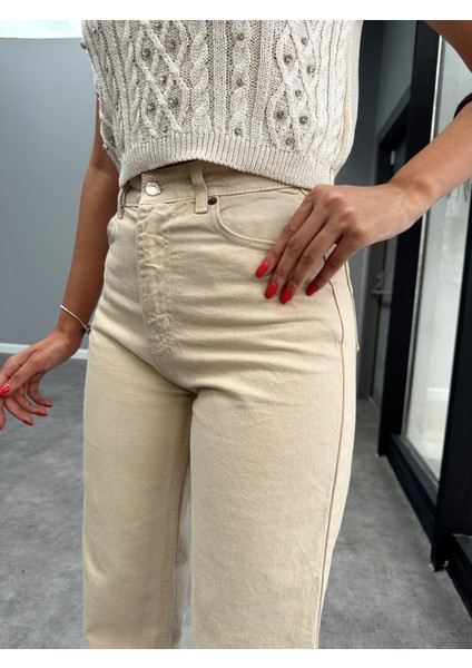 Krem Wide-Leg Jean