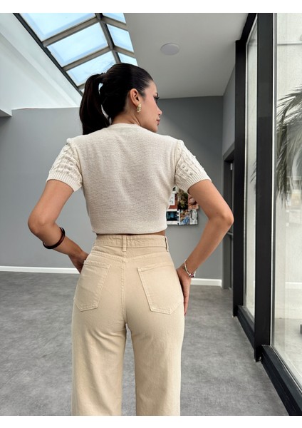 Krem Wide-Leg Jean