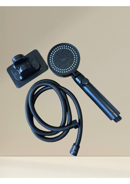 5 Fonksiyonlu Duş Başlığı Seti 150 cm Hortum Yapışkanlı Duş Askısı Duş Fıskiyesi Siyah 1 Set fırsatları