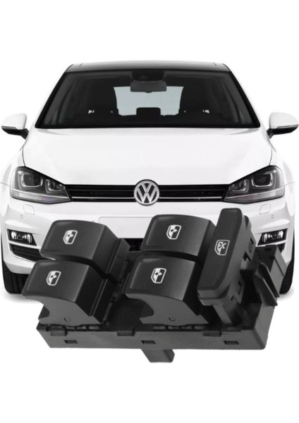 Golf 7 2013-2016 Model Arası Uyumlu Ön Sol Sürücü Dörtlü Cam Düğmesi