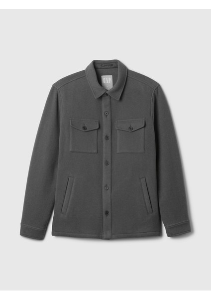 Erkek Gri Yün Karışımlı Utility Gömlek Ceket fiyatları