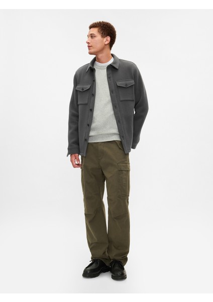 Erkek Gri Yün Karışımlı Utility Gömlek Ceket fırsatları