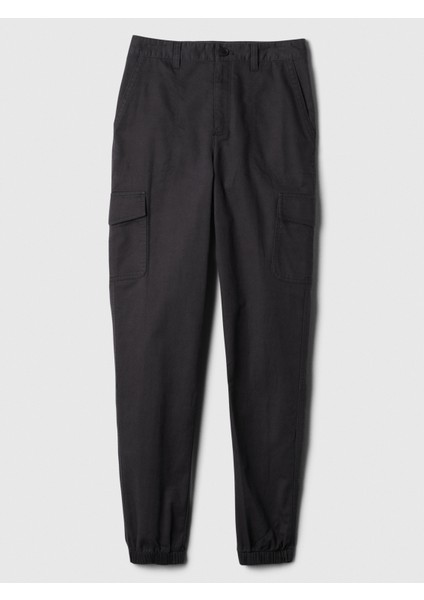Kadın Siyah Twill Jogger Kargo Pantolon